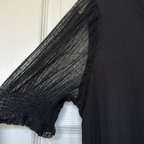 Adrianna Papell Sheer Dot Sleeve Top - Picture 2 of 4